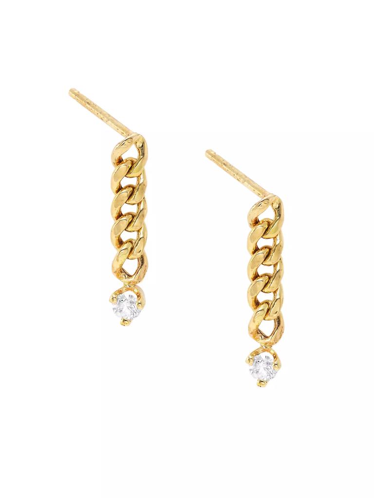 Zoë Chicco 14K Yellow Gold & Diamond Small Curb Chain Drop Earrings