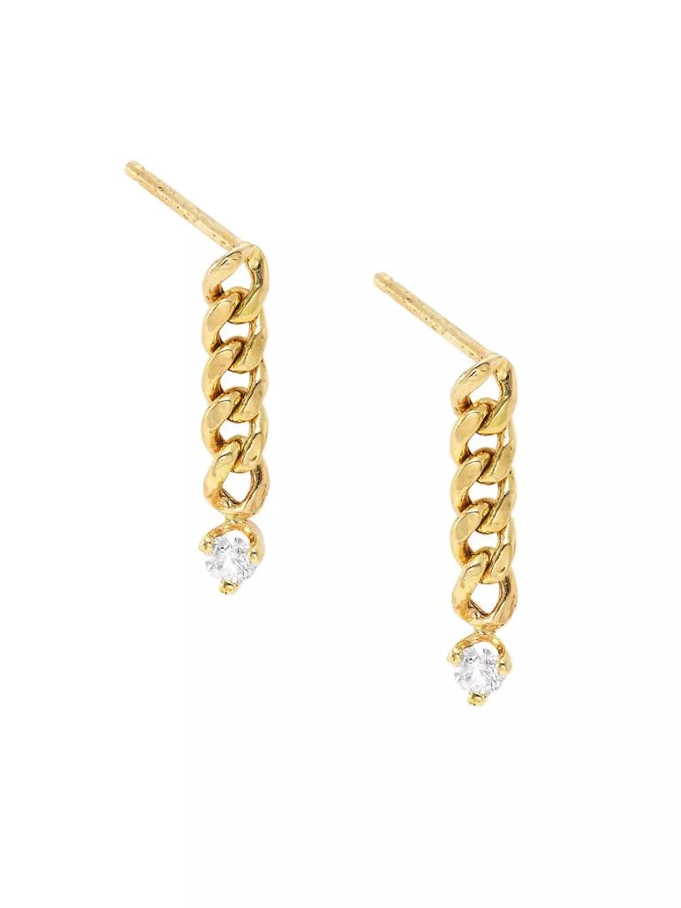 Zoë Chicco 14K Yellow Gold & Diamond Small Curb Chain Drop Earrings 1