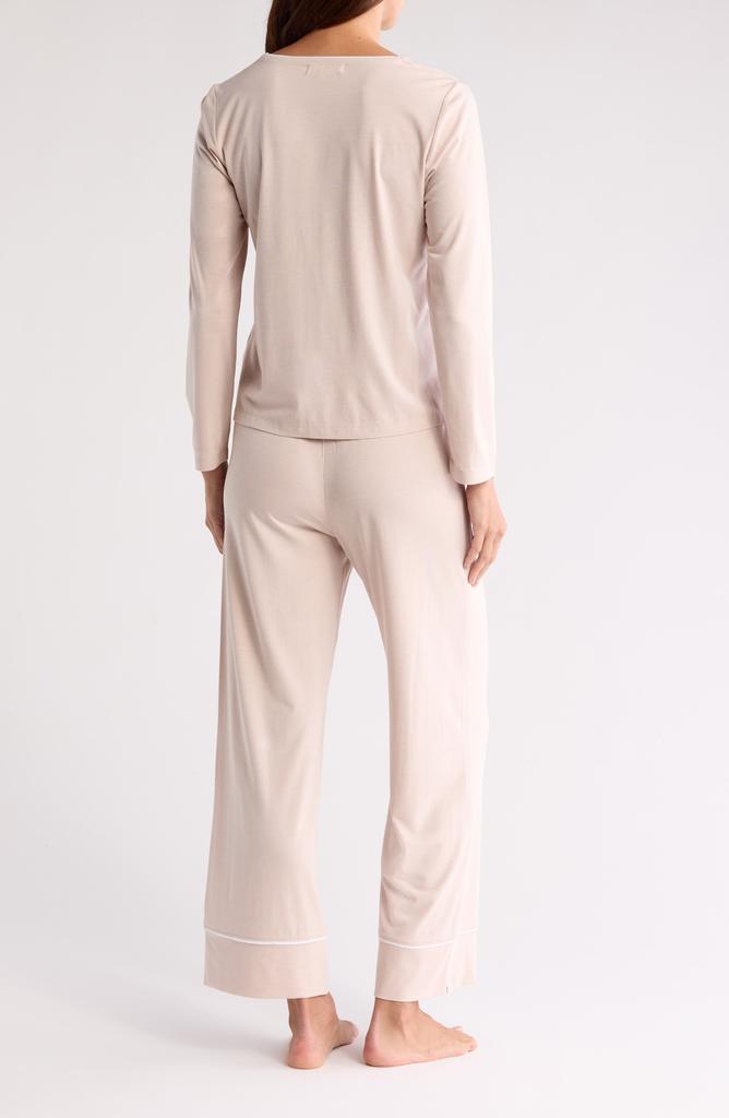 Barefoot Dreams Piped V-Neck Long Sleeve T-Shirt & Pants Pajamas