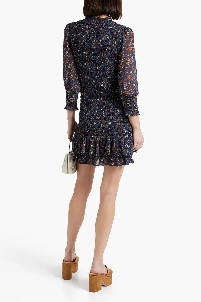 VERONICA BEARD Farha shirred floral-print crepe de chine mini dress 3