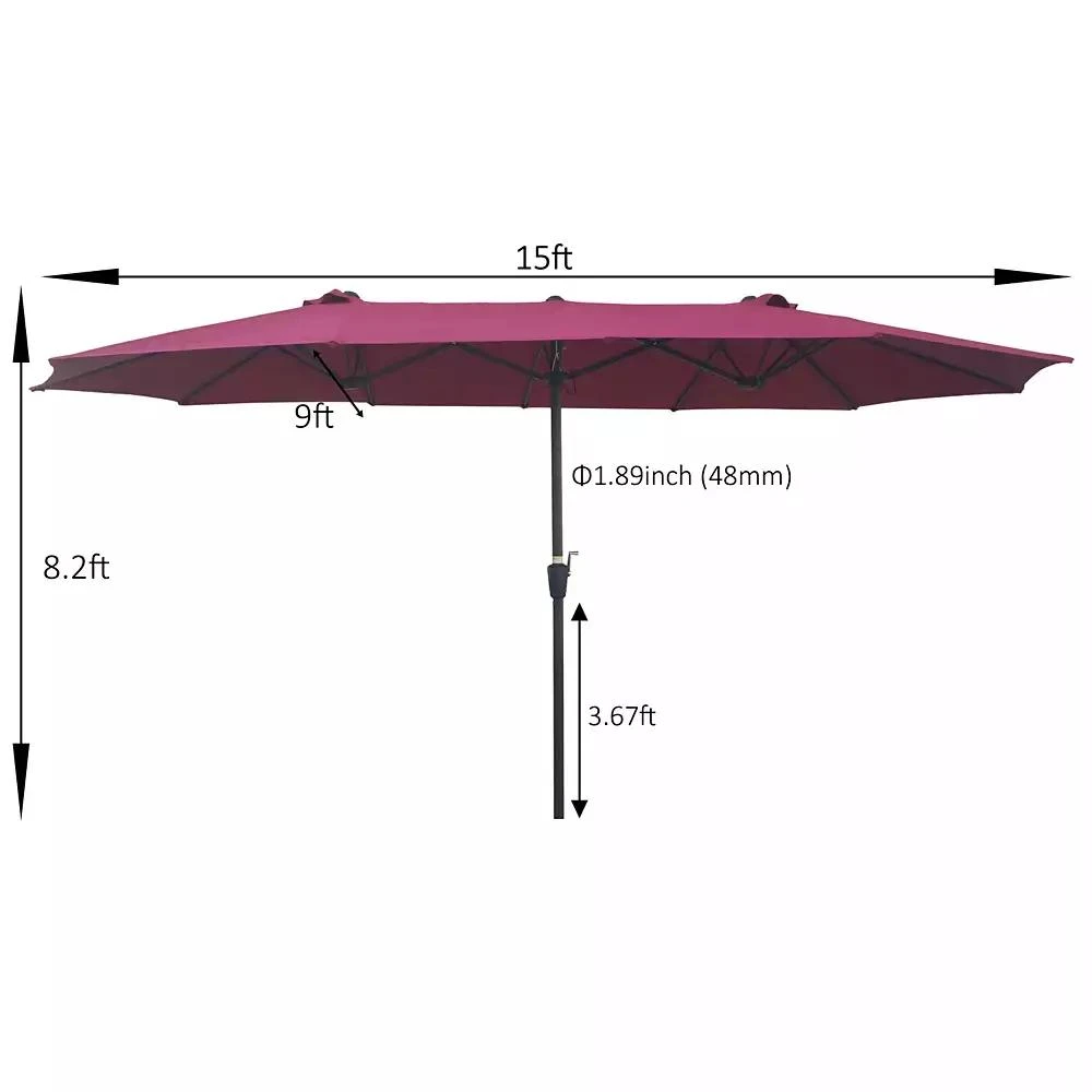 Streamdale Furniture Streamdale 15
 X 9
 Double-Sided Patio Umbrella Outdoor 4