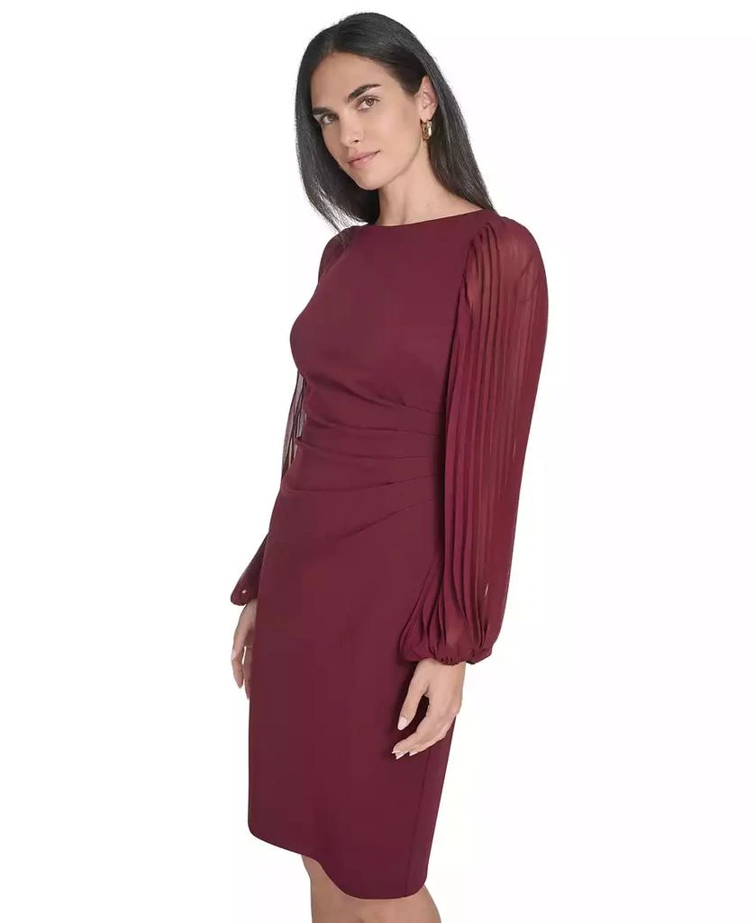 knee length dresses for ladies Jessica Howard Puff-Long-Sleeve Side-Tuck Buckle Dress MSRP $129 – DGFOutlet main image 0
