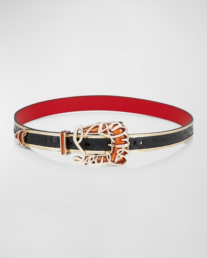 Christian Louboutin Giddy Belt in Embossed Leather