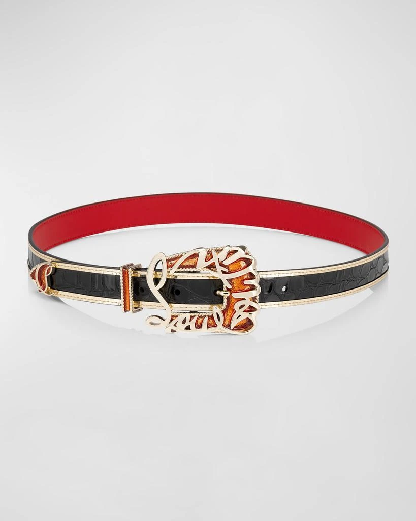 Christian Louboutin Giddy Belt in Embossed Leather 1