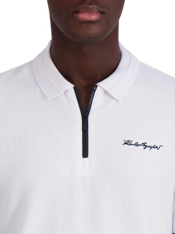Karl Lagerfeld Paris Logo Ribbed Zip-Up Polo 5