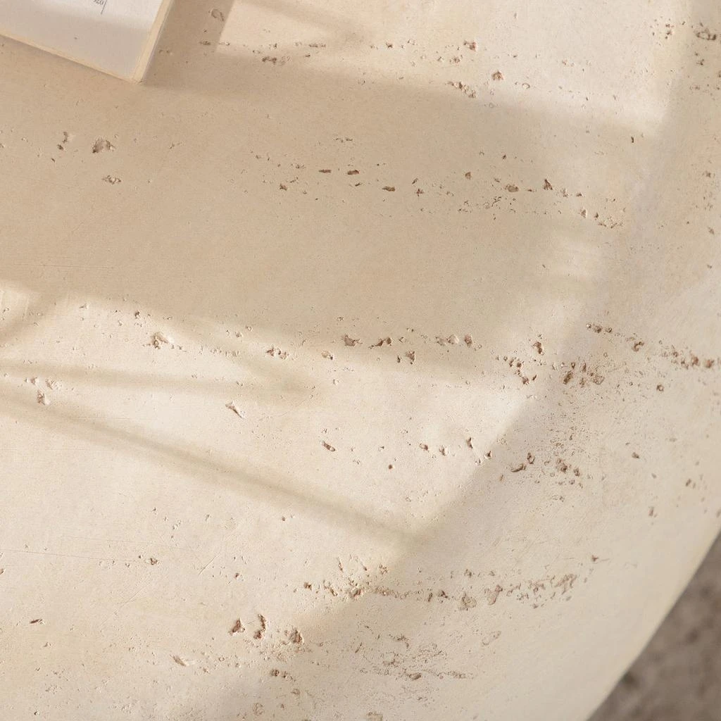 Streamdale Furniture Streamdale Mid-Century Round Faux Stone Coffee Table for Living Room 6