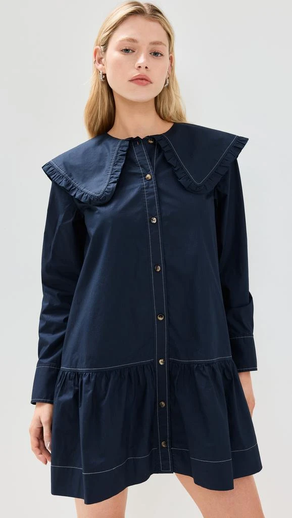 Ganni Poplin Big Collar Mini Shirt Dress 1