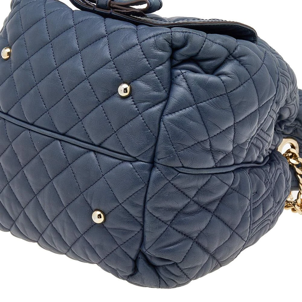 Carolina Herrera Carolina Herrera Blue Quilted Leather Bucket Bag 11