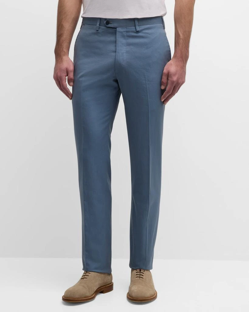 Kiton Men's Flat-Front Twill Pants 4