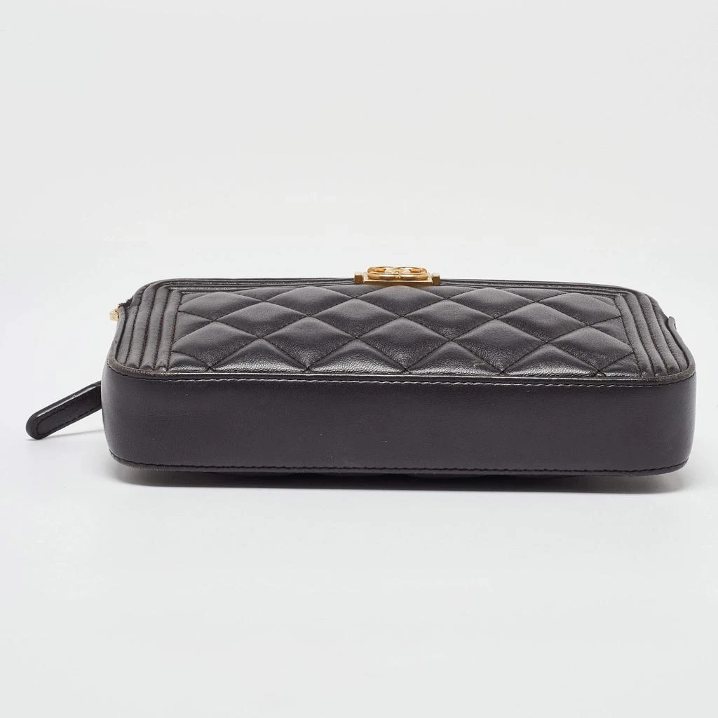 Chanel Chanel Grey Quilted Leather Boy Double Zip Chain Clutch 6