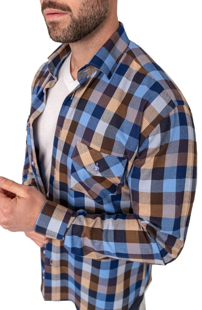Maceoo Check Embroidered Cotton Flannel Shirt 2