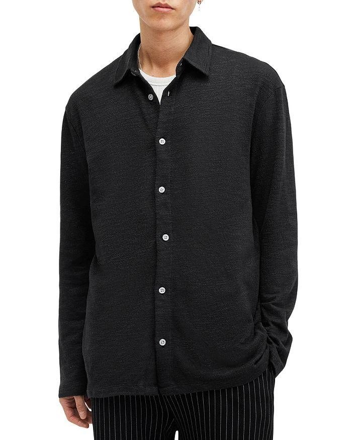 ALL SAINTS Foster Cotton Textured Oversized Fit Button Down Shirt 1
