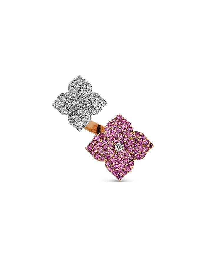 Piranesi 18K Rose Gold Double Fiore Ring with Pink Sapphires and Diamonds