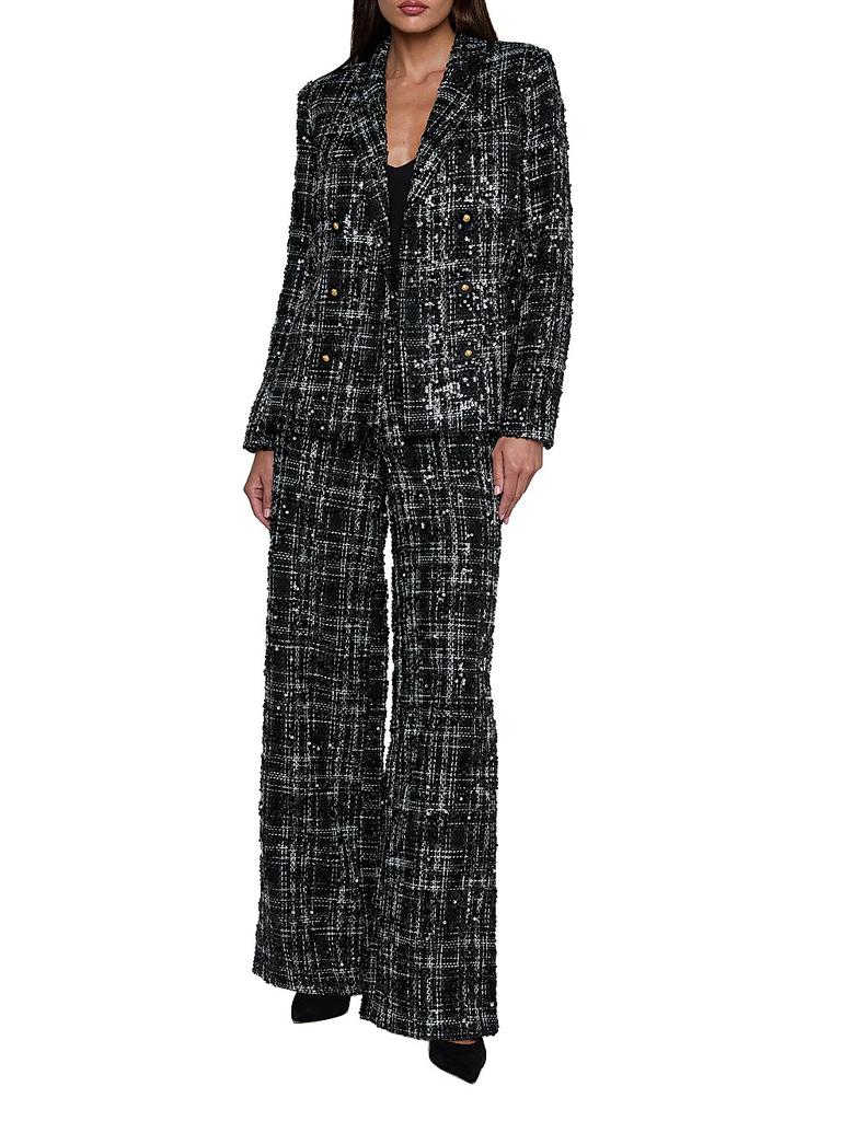 L'Agence Colin Sequined Silk Tweed Double-Breasted Blazer