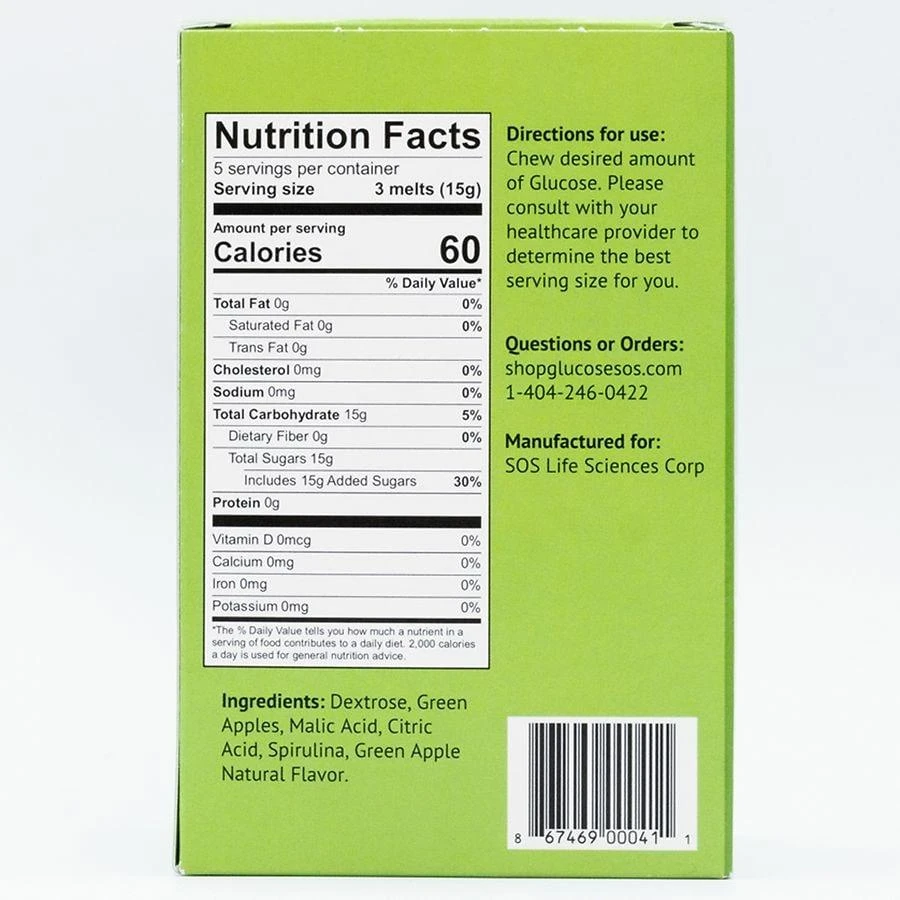 Glucose SOS Oral Melts Green Apple 3