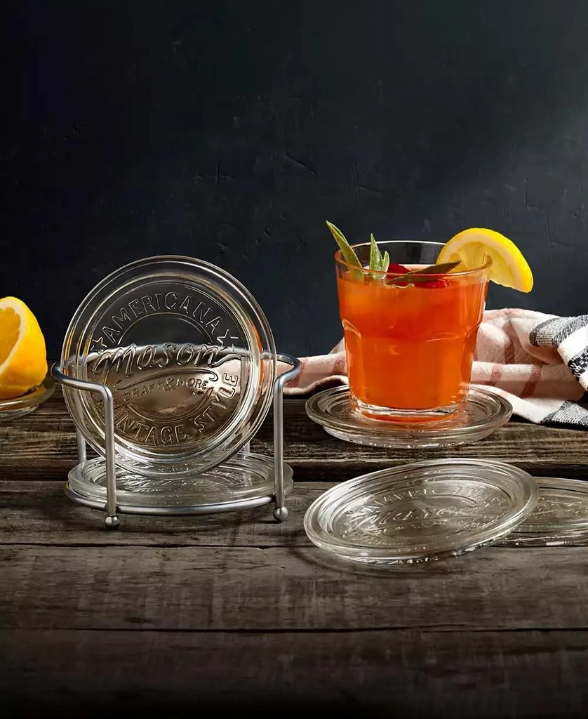 MASON CRAFT 
MORE 7 Piece Glass Coaster Set with Holder 2