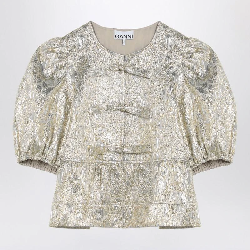 Ganni Ganni Gold/Silver Blouse With Bows 1