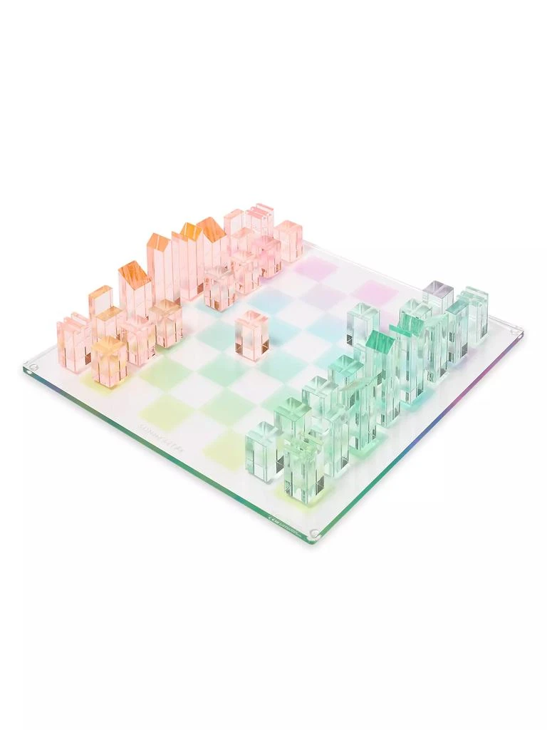 Sunnylife Game On Lucite Aurora Chess & Checkers Set 3