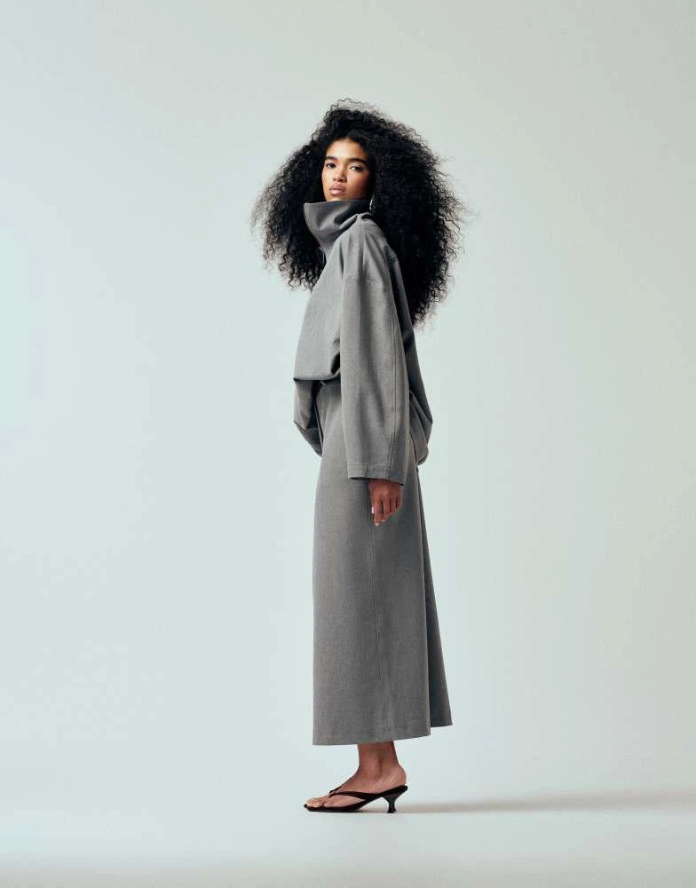 ASOS ASOS DESIGN tailored funnel neck jacket in grey co ord 4