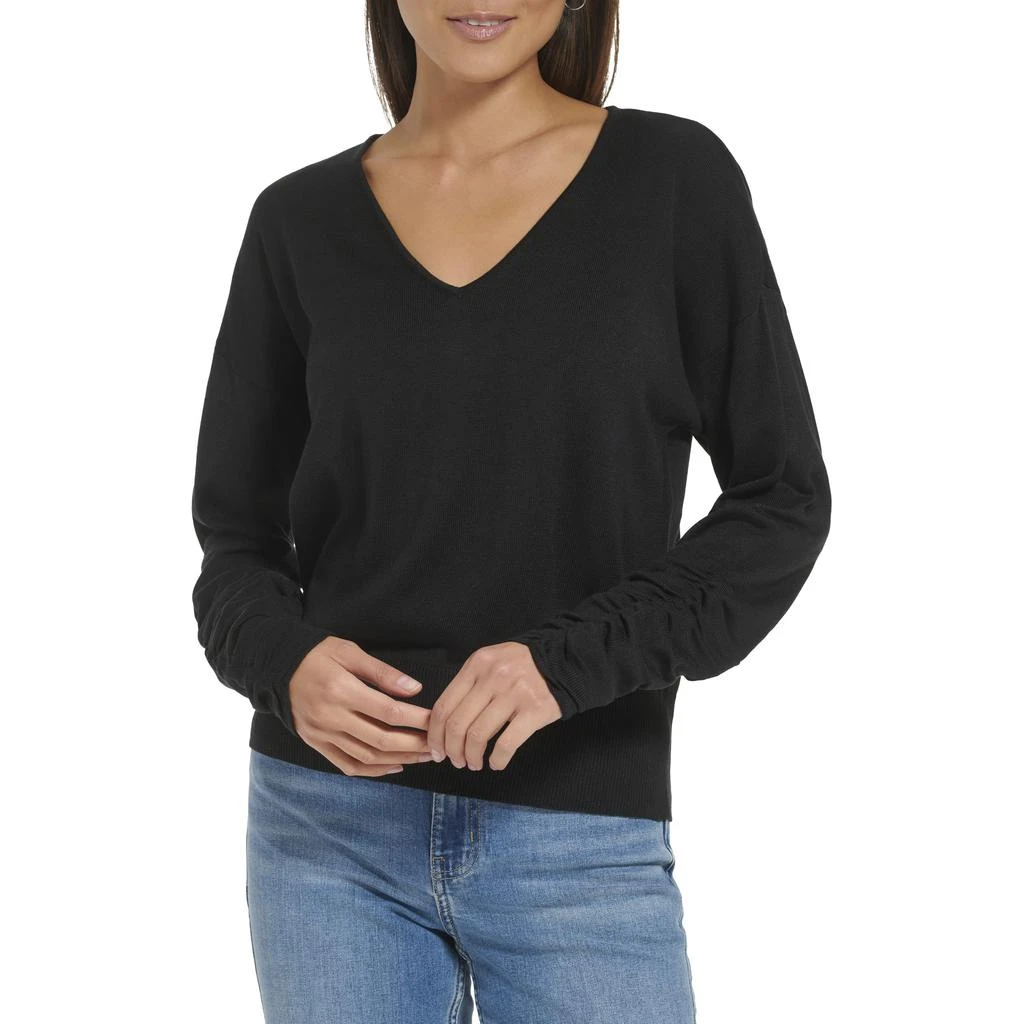 Calvin Klein Ruched Sleeve V-Neck 1