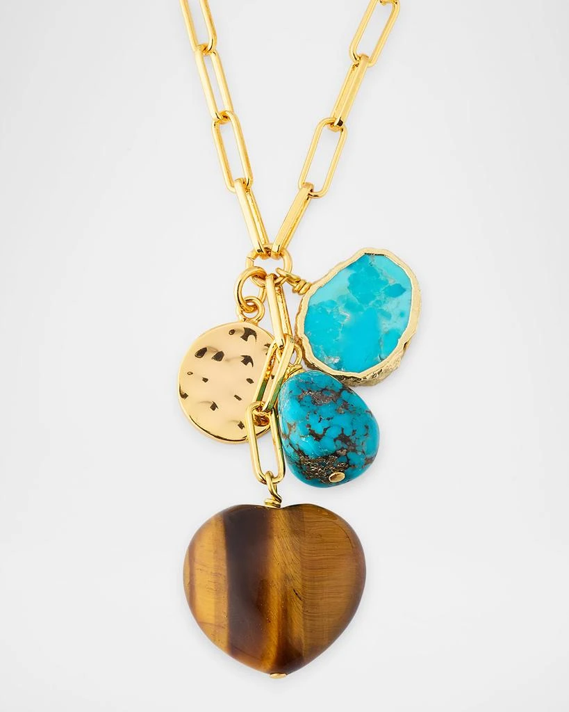 NEST Jewelry Tiger's Eye and Turquoise Heart Charm Necklace 1