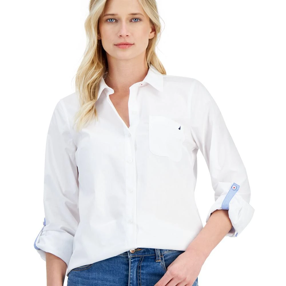 Nautica Jeans Women's Roll-Tab Button-Front Shirt 3