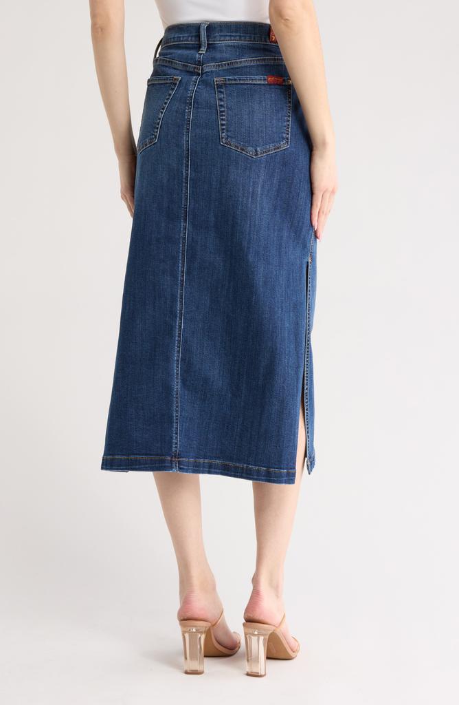 7 For All Mankind Side Slit Denim Midi Skirt