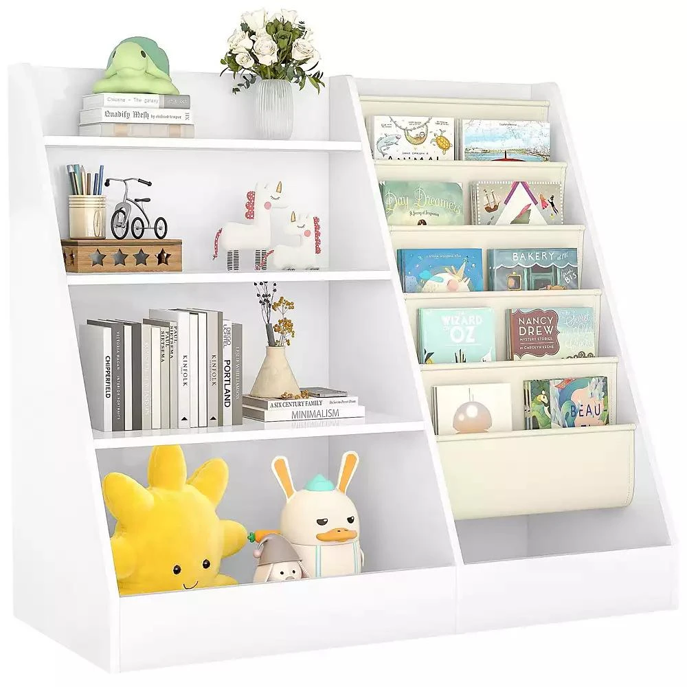 SUGIFT 4-Tier Kids Bookshelf and Toy Storage Organizer with Anti-Tipping Kits for Safe