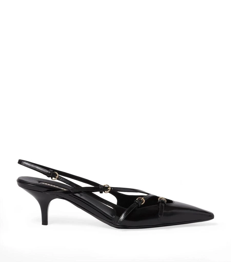 Miu Miu Brushed Leather Slingback Pumps 55 1