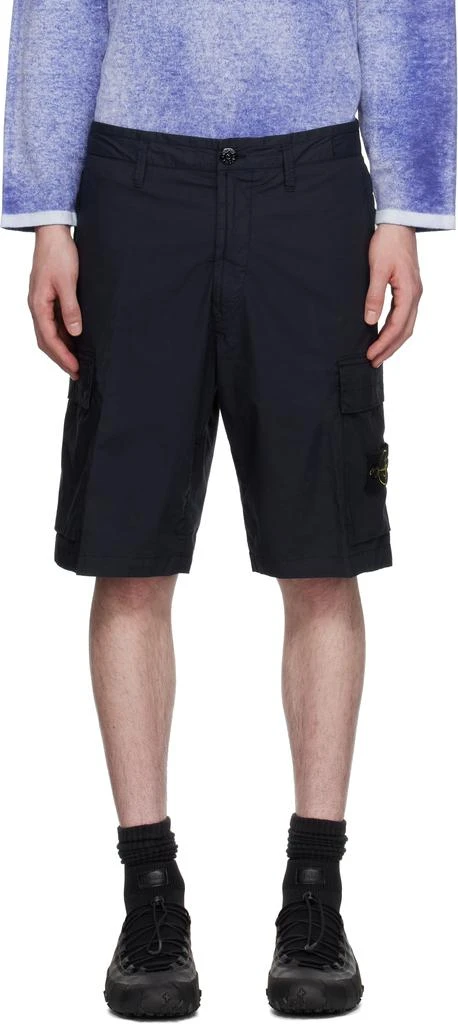 Stone Island Navy Stretch Cotton Tela Paracadute Shorts 1
