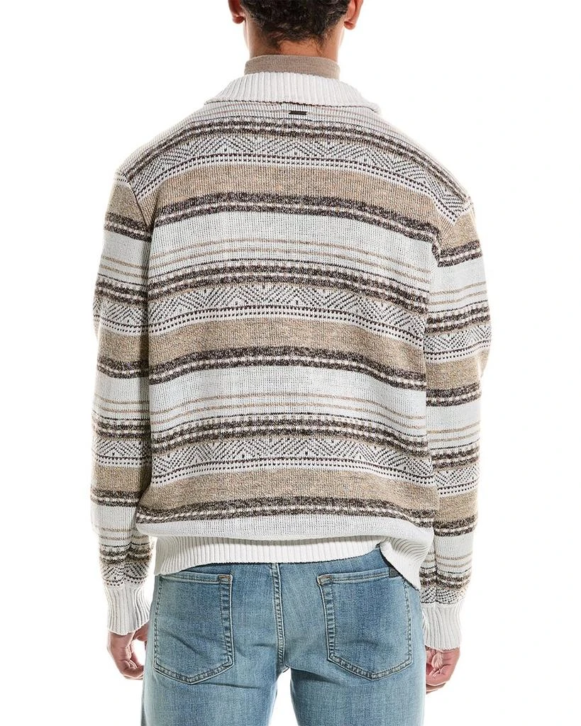 Point Zero Mock Zip Striped Texture 1/4-Zip Sweater 2