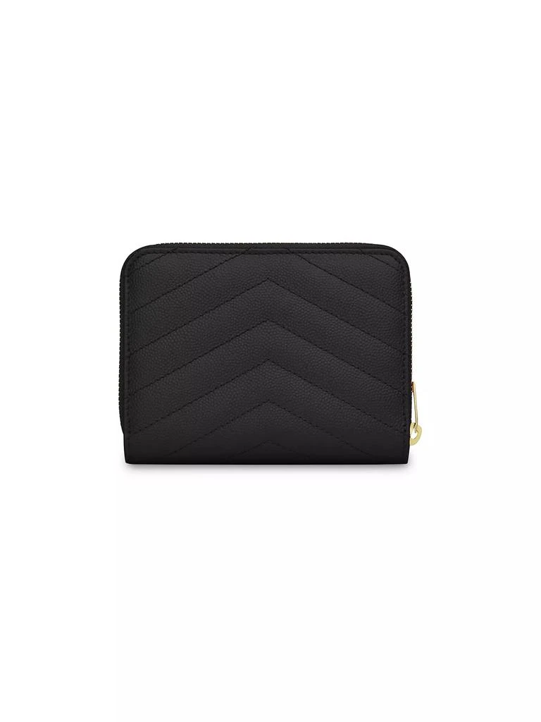 Yves Saint Laurent Cassandre Matelassé Compact Zip Around Wallet in Grain De Poudre Embossed Leather 2