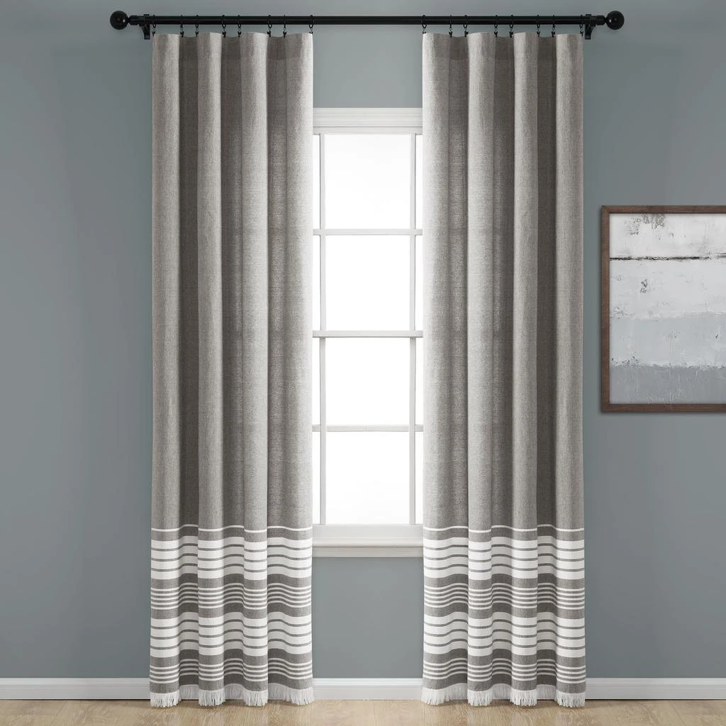 Lush Decor Nantucket Yarn Dyed Cotton Tassel Fringe Window Curtain Panel Set 1