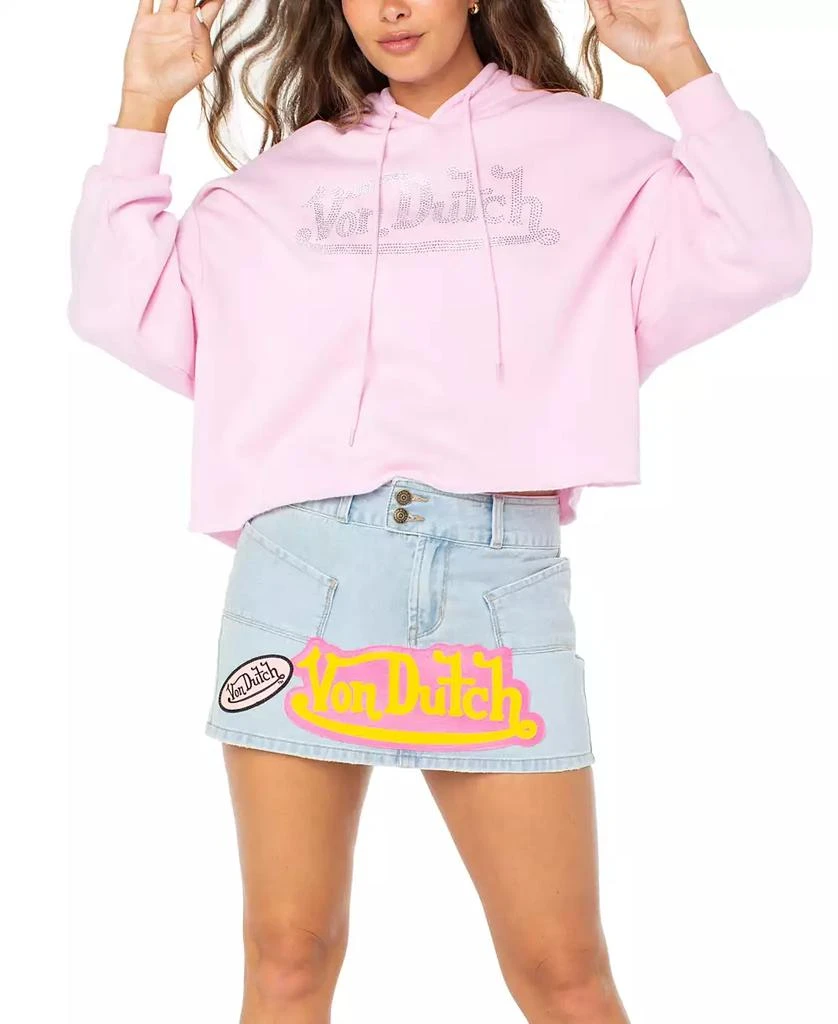 Von Dutch Women's Rhinestone-Logo Crop Hoodie 2