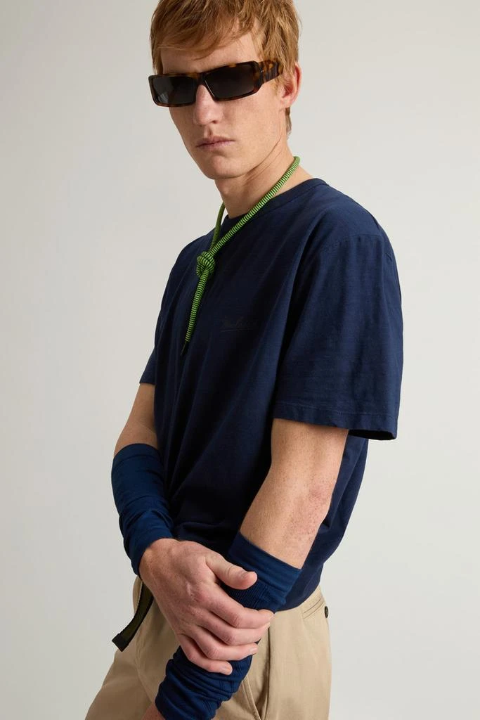 Woolrich T-Shirt in Pure Cotton Slub Fabric - Men - Blue 4