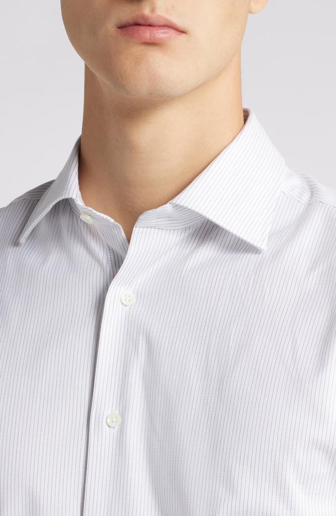 Canali Regular Fit Pinstripe Stretch Cotton Dress Shirt