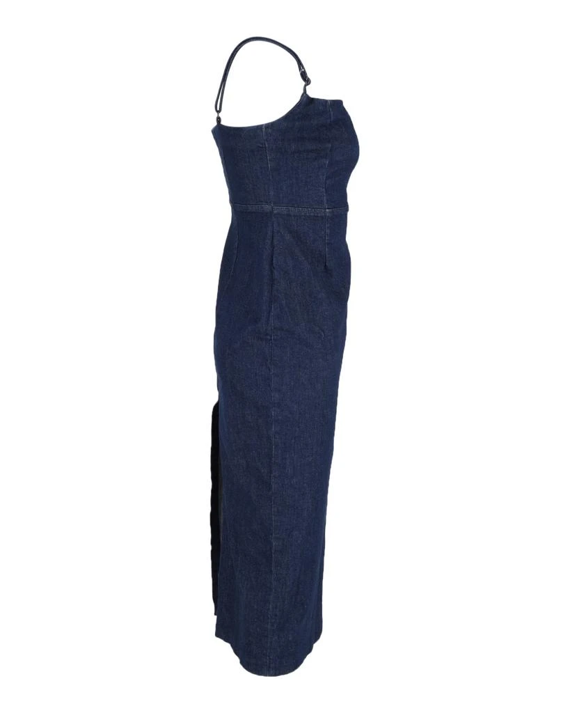 Reformation Delphinia Stretch-Denim Midi Dress In Navy Blue Cotton 3