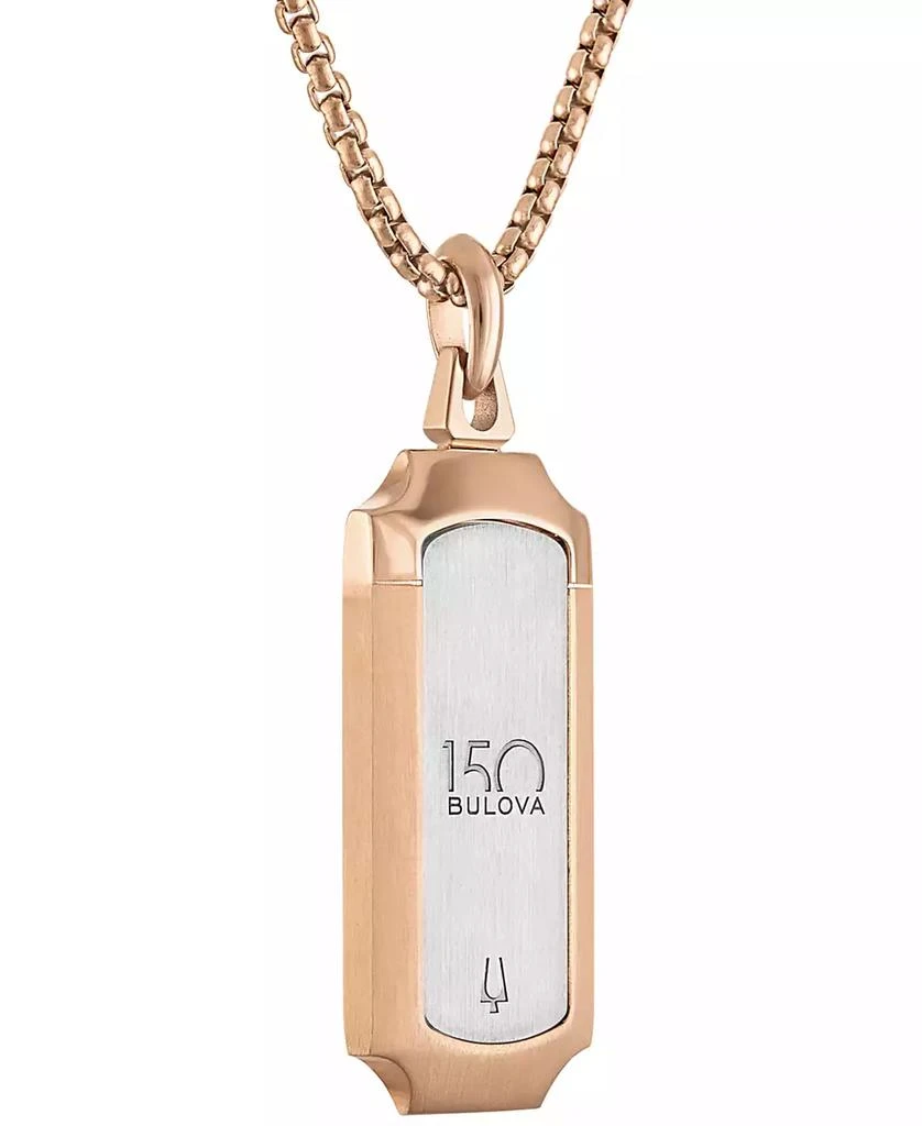 Bulova Men's 150th Anniversary Rose Gold-Tone Stainless Steel Blue Sapphire Accent Dog Tag Pendant Necklace, 24" + 2" extender 2