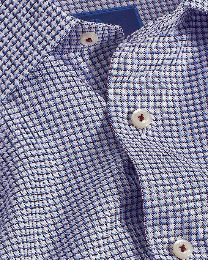 David Donahue Trim Fit Micro Basket Check Dress Shirt 2