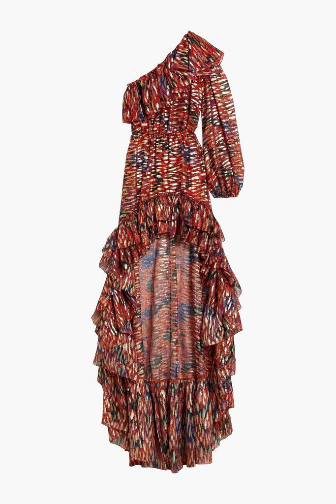 Dundas One-shoulder printed fil coupe silk-chiffon maxi dress