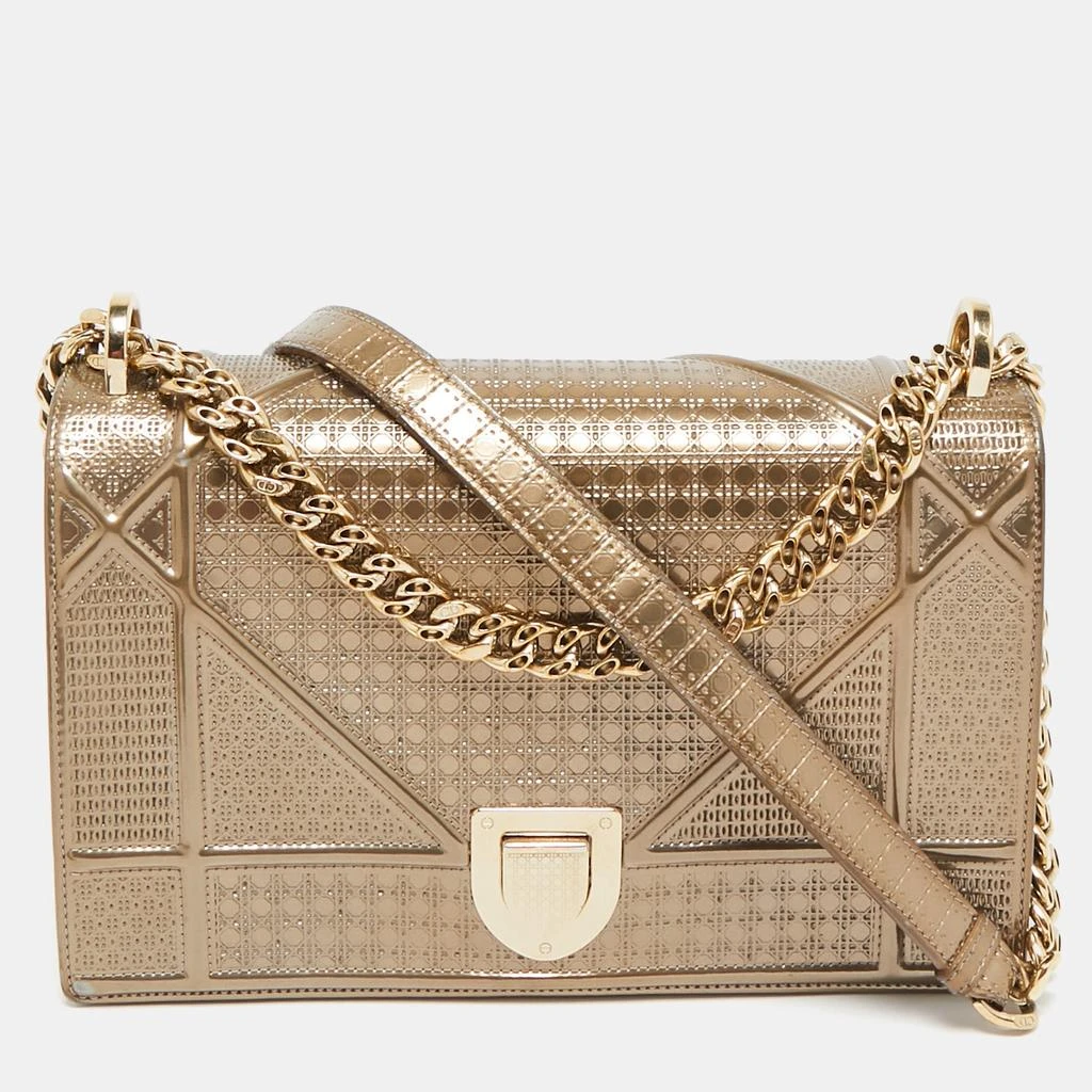 Dior  Gold Microcannage Patent Leather Medium ama Flap Shoulder Bag 1