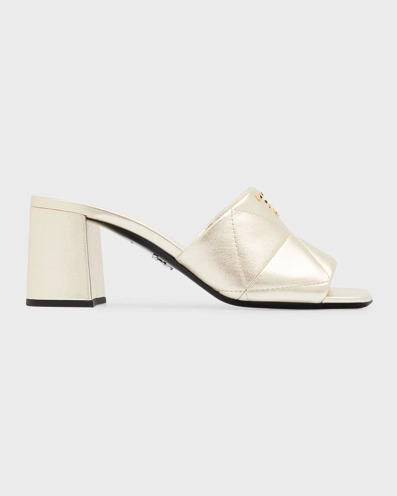 Prada Quilted Leather Block-Heel Slide Sandals 1