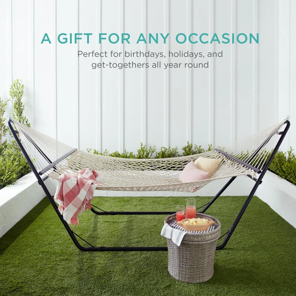 Best Choice Products 2-Person Woven Cotton Rope Double Hammock for Backyard w/ Spreader Bars, Carrying Case 6