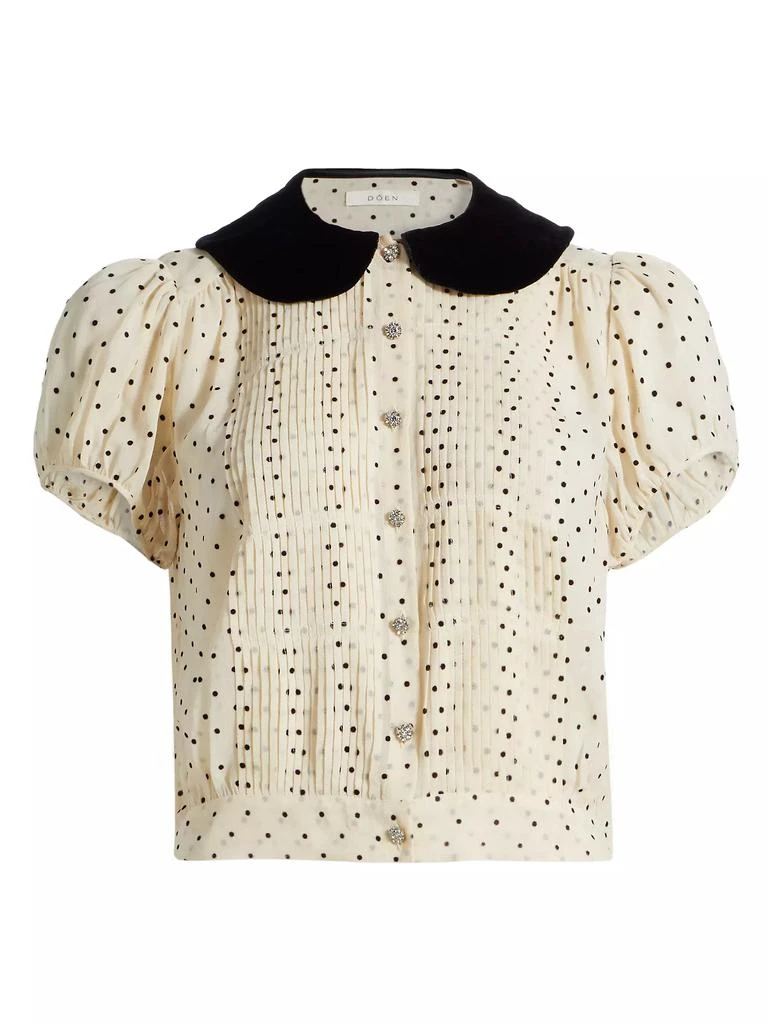 DÔEN Madeline Velvet-Collar Top 1