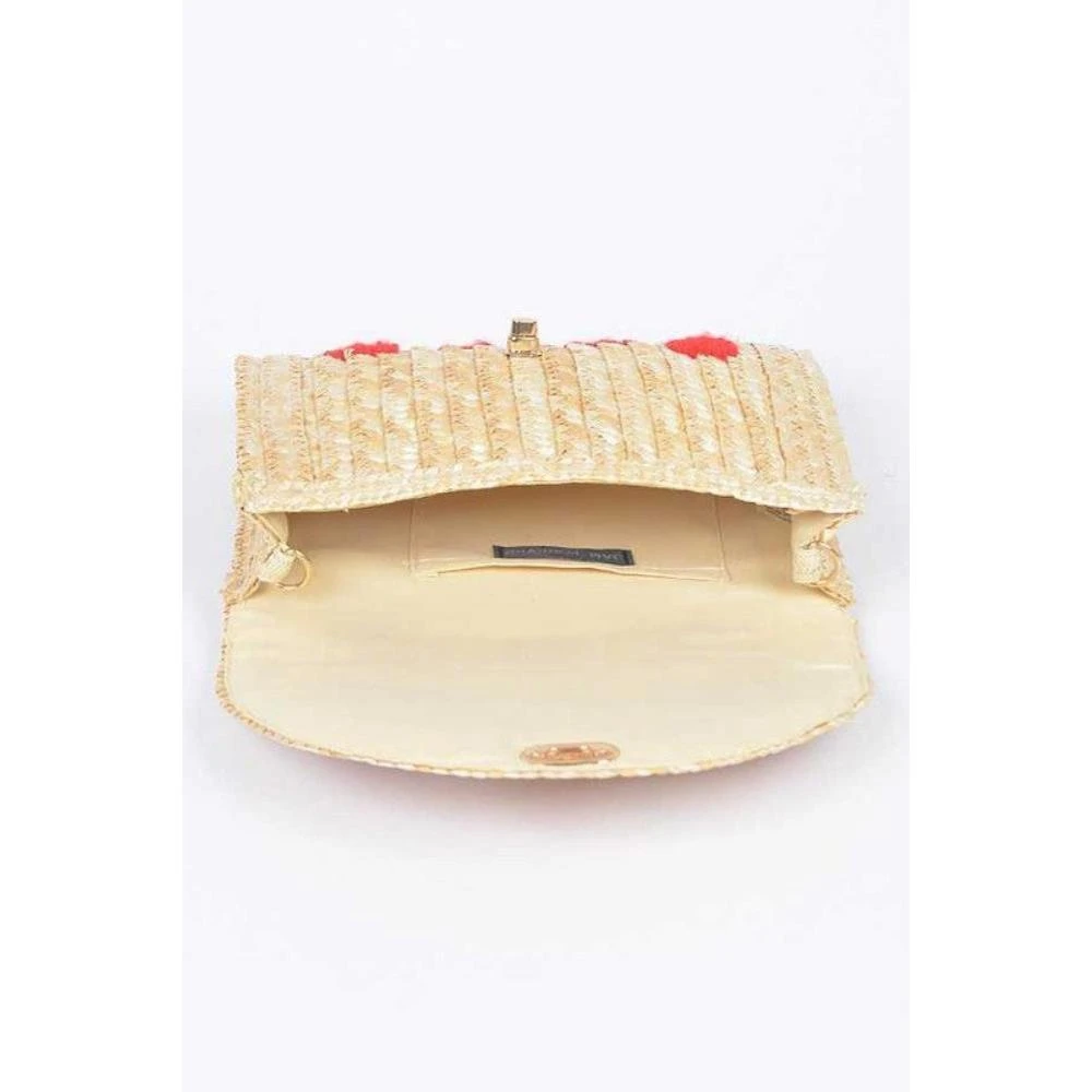 FASHNZFAB Heart Pattern Straw Convertible Clutch Bag 4