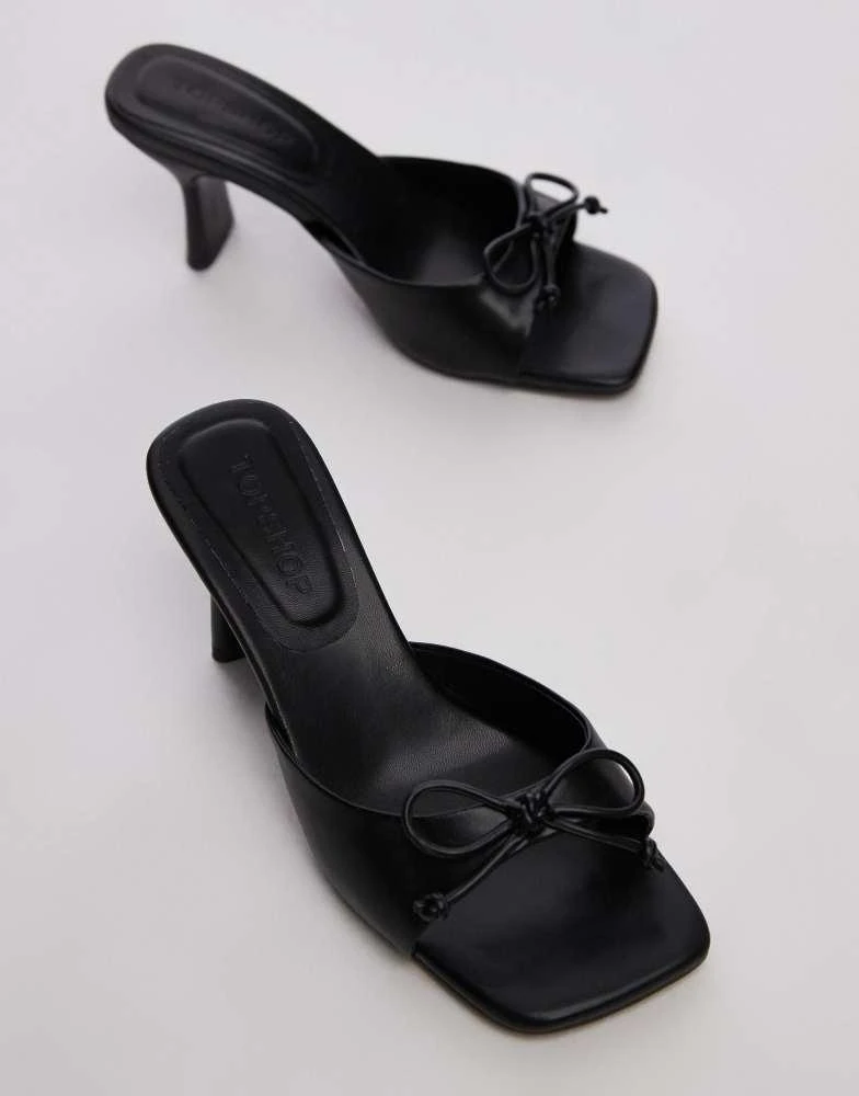 Topshop Topshop Wide Fit Gem heeled mules with bow in black 2