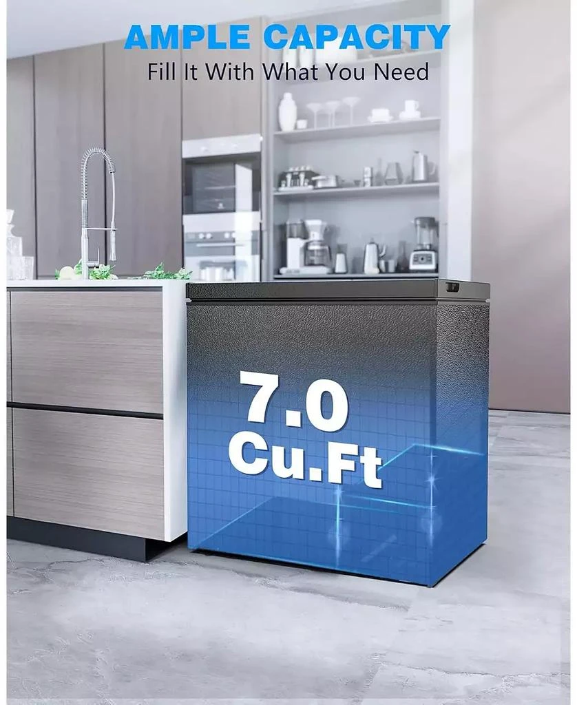 Zafro 7.0 Cu Ft Chest Freezer — Removable Basket, Bottom Defrost Drain, Top-Opening, Adjustable 7-Thermostat Deep Freezer for Home or Apartment 2