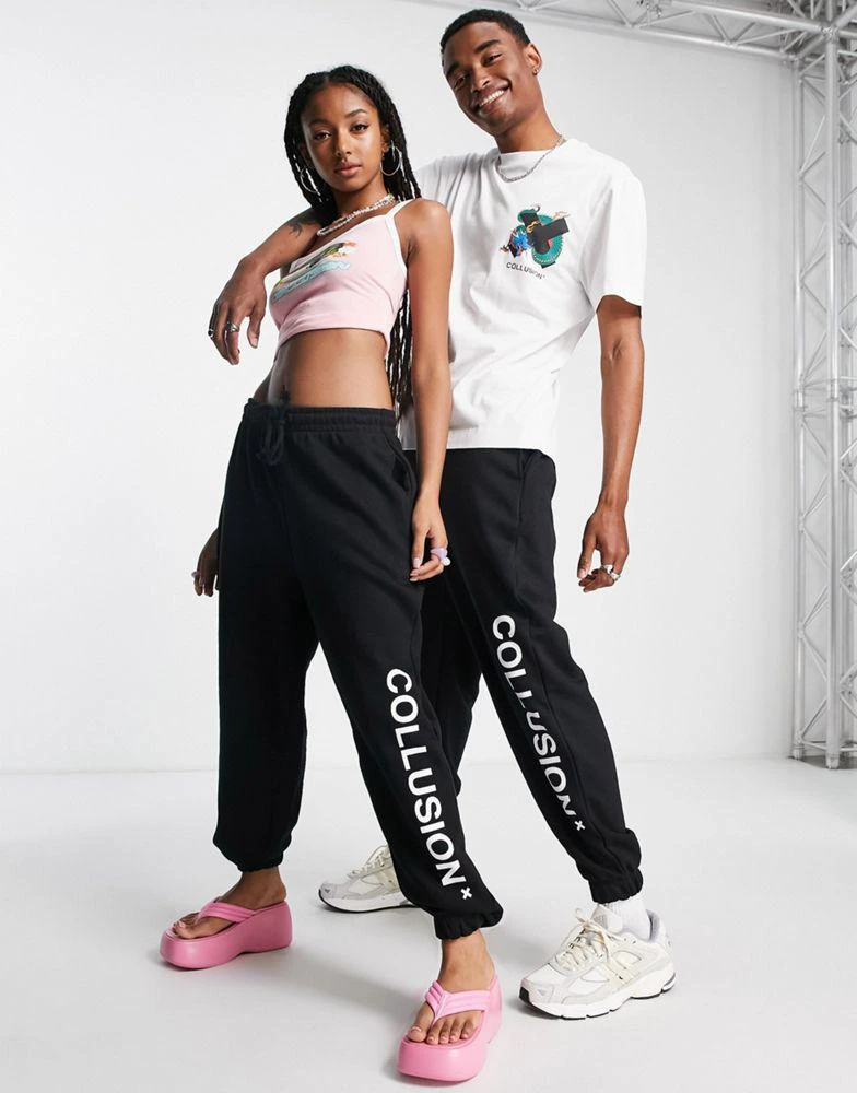 COLLUSION COLLUSION Unisex logo jogger in black 3