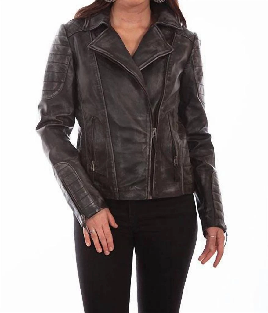 Scully Washed Lamb Motorcycle Jacket In Black 1