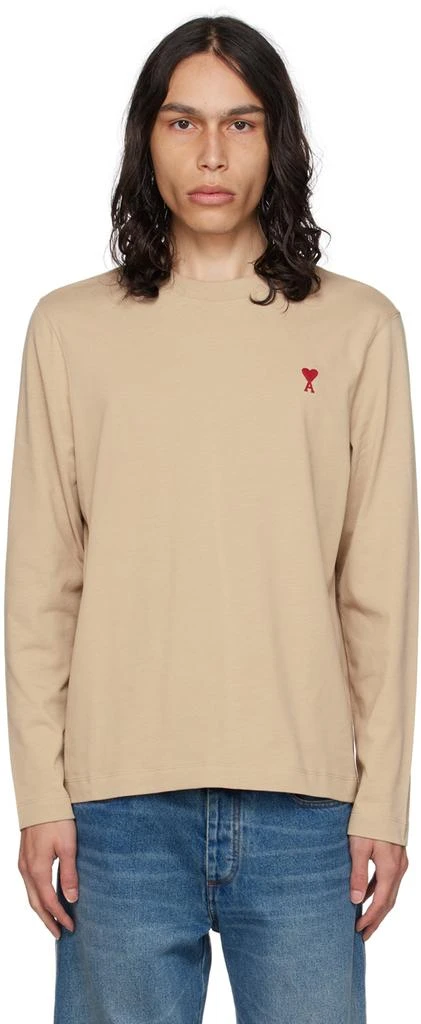 AMI Paris Beige Ami De Cœur Long Sleeve T-Shirt 1